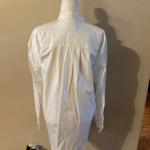 Stubbs Wester Wear White Herringbone Banded Collar French Cuffs SZ L Shirt - Picture 9 of 11